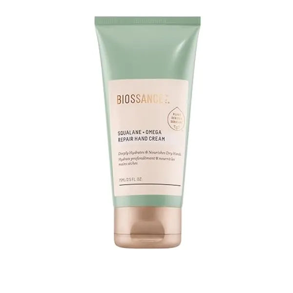 Biossance Squalane + Omega Repair Hand Cream  Deeply Moisturizes & Protects Dry Hands  Squalane, Omega-3,6,9, Vitamin E, Vegan Glycerin  Boosts Radiance  Strengthens Skin Barrier, 2.5 oz