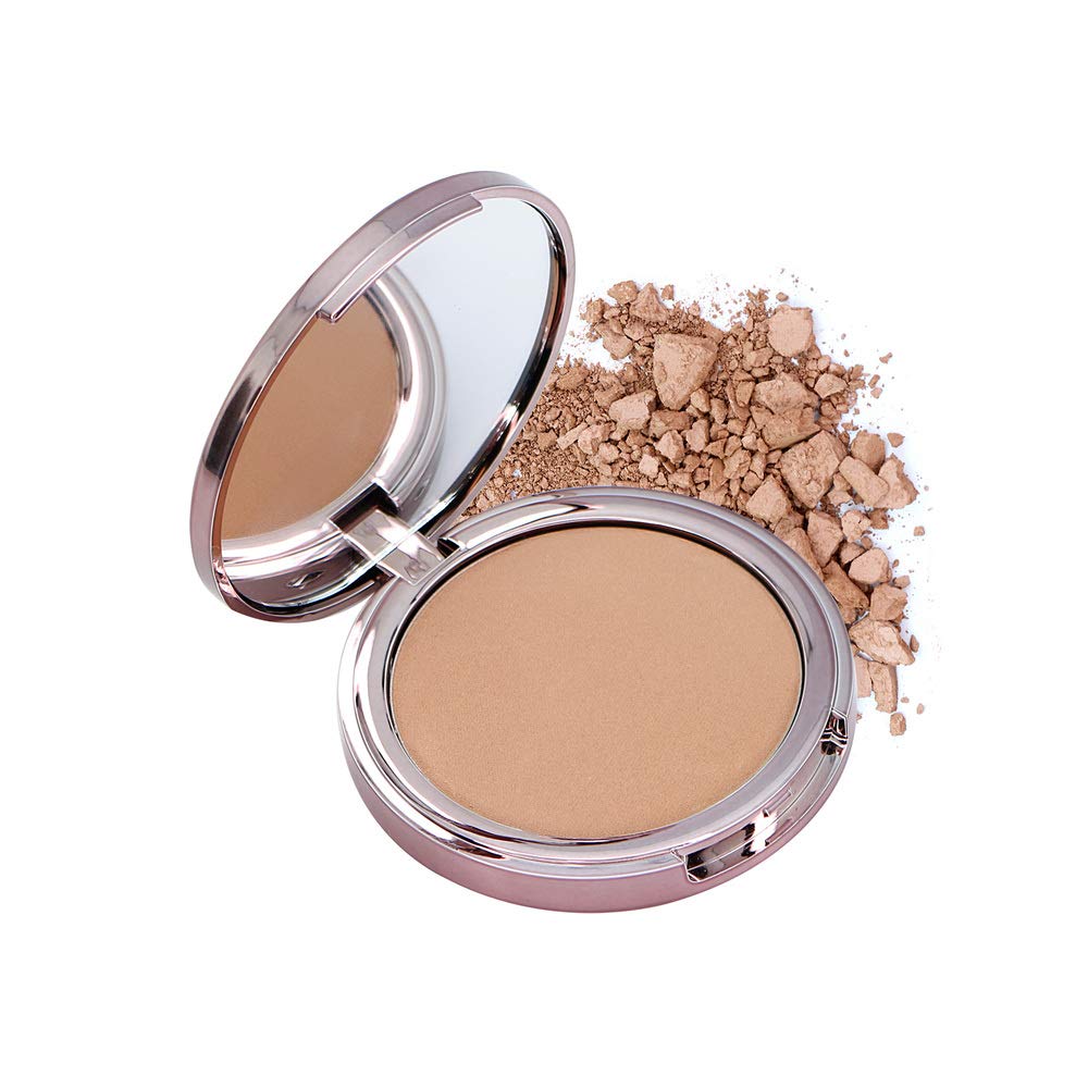 Girlactik Usa. 2-In1 Compact Face Pressed Powder & Contour Bronzer. Weightless, Buildable Coverage. Velvet Finish. -Medium