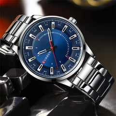 CURREN 8406 Top Brand Luxury Fashion Watch Men's New Stainless Steel Waterproof Wrist Watch - SILVER GREEN