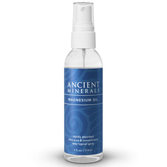 Ancient Minerals Magnesium Oil Spray 4 oz. -Pure Genuine Zechstein Magnesium Chloride Supplement - Best Topical Skin Application for Dermal Absorption