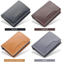 TERRIFI Slim Wallet for Men RFID Smart Front Pocket Minimalist Leather Wallet Antimagnetic Anti Theft Medium Deposit ID Money Bank Card Size Men Gift Brown