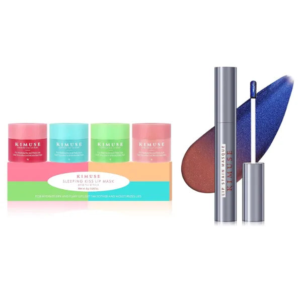 KIMUSE Lip Mask & Peel-Off Lip Stain Set – Overnight Hydration, Long-Lasting Smudge-Proof Lip Color