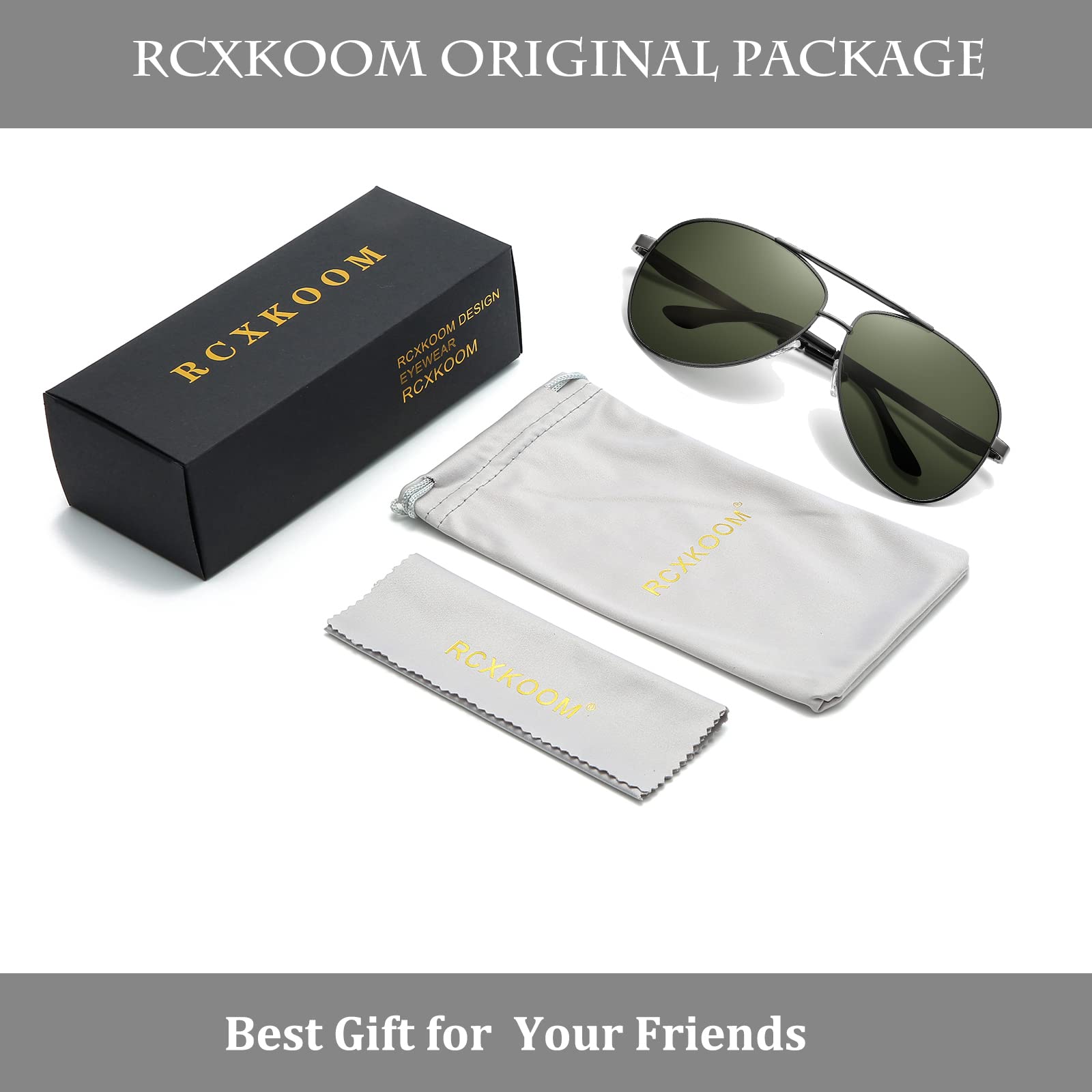 RCXKOOM Big XL Wide Frame Extra Large Polarized Aviator Sunglasses for Big Heads Men Oversized Military Pilot Glasses