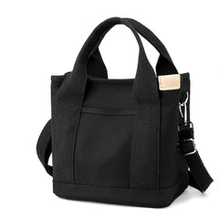 MAAWO Large Capacity Multi-Pocket Handbag Canvas Japanese Handmade Tote Crossbody Bag Shoulder Purse for Work Daily Travel (Black)