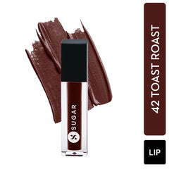 SUGAR Cosmetics Smudge Me Not Liquid Lipsticks for Women | Transferproof & Waterproof | Lasts 12+ Hours | Matte Lipstick | 1.1ml - 42 Toast Roast