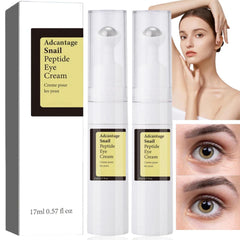 Snail Peptide Eye Serum, Mucin Eye Cream, Under Eye Roller Cream to Reduce Dark Circles Puffiness Wrinkles Fine Lines, Niacinamide Eye Essence with 360° Massage Ball, Roll-On for Moisturizing Firming