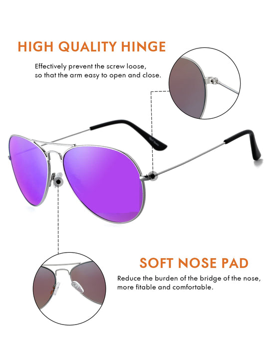 Rocf Rossini Classic Pliot Sunglasses for Women Polarized Mens Shades UV Protection with Case