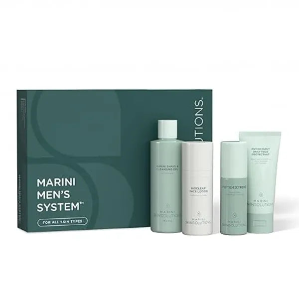 Marini SkinSolutions Men’s System Includes Shave & Cleansing Gel, Bioclear Face Lotion, PeptideXtreme, and Antioxidant Daily Face Protectant SPF 33 Made in the USA