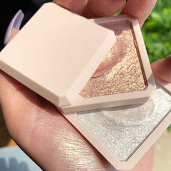 Highlighter Powder Double layer Face Bronzer Shadow Shimmer Powder Cheek Matte finish Blush Makeup Tool 12g Style 2