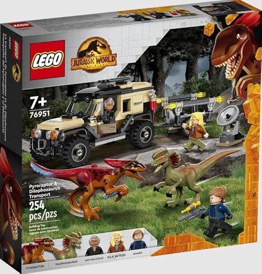 LEGO Jurassic World Pyroraptor and Dilophosaurus Transport 76951 Building Toy Set (254 Pieces)