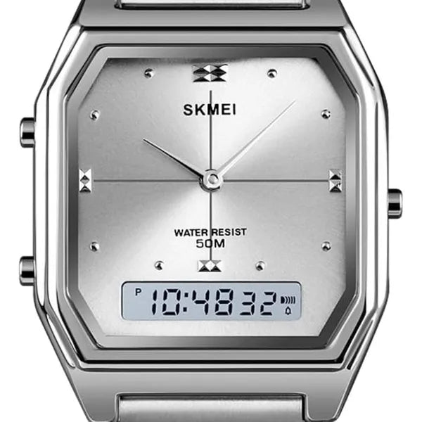 SKMEI Women's Watch Silver AnaDigi Original Square 1612