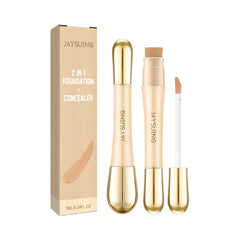 NALACAL 2 in 1 Foundation Anti-Wrinkle Concealer, with Built-in Brush, Double Head Conceals, Long-Lasting & Buildable Foundation, Highlights, Lightweight, Concealer for Conceals Dark Circles