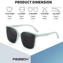 FEISEDY Women Oversized Vintage Polarized Sunglasses Square Cute Trendy Classic Simple Men B2758