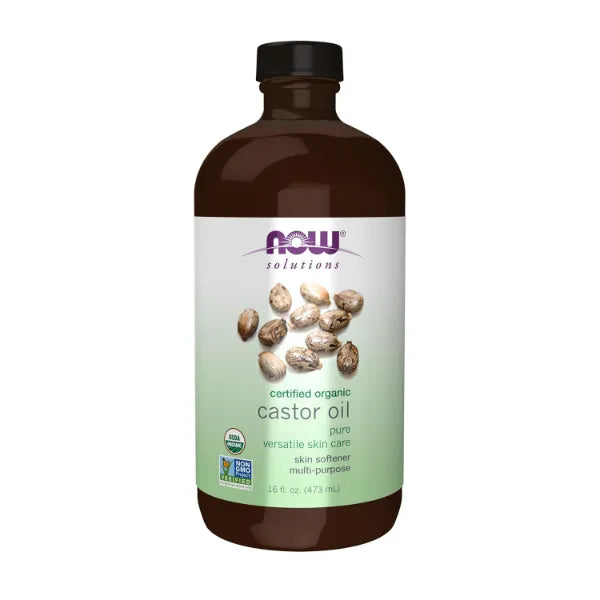 NOW Foods Solutions, Organic Castor Oil, 100% Pure Versatile Skin Care, Multi-Purpose Skin Softener, 16-Ounce