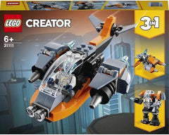 LEGO Creator 3in1 Cyber Drone 31111 Building Blocks Toy Set; Toys for Boys, Girls, and Kids (113 Pieces)