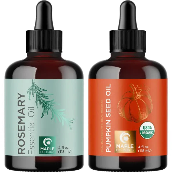 Maple Holistics Rosemary and Pumpkin Seed Oils for Hair Growth - Pure Essential Rosemary Oil and Organic Pumpkin Oil Set for Men and Women