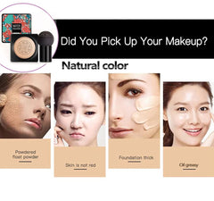 AONAT Mushroom Head Air Cushion Foundation BB Cream, Moisturizing Concealer, Even Skin Tone Makeup Base Flawless Moisturizing Oil Control Lightweight & Smoothing (Naturel2)