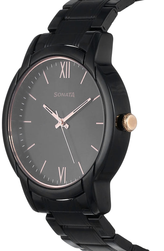 Sonata Beyond Gold Analog Black Dial Men's Watch-NN77031KM03/NP77031KM03