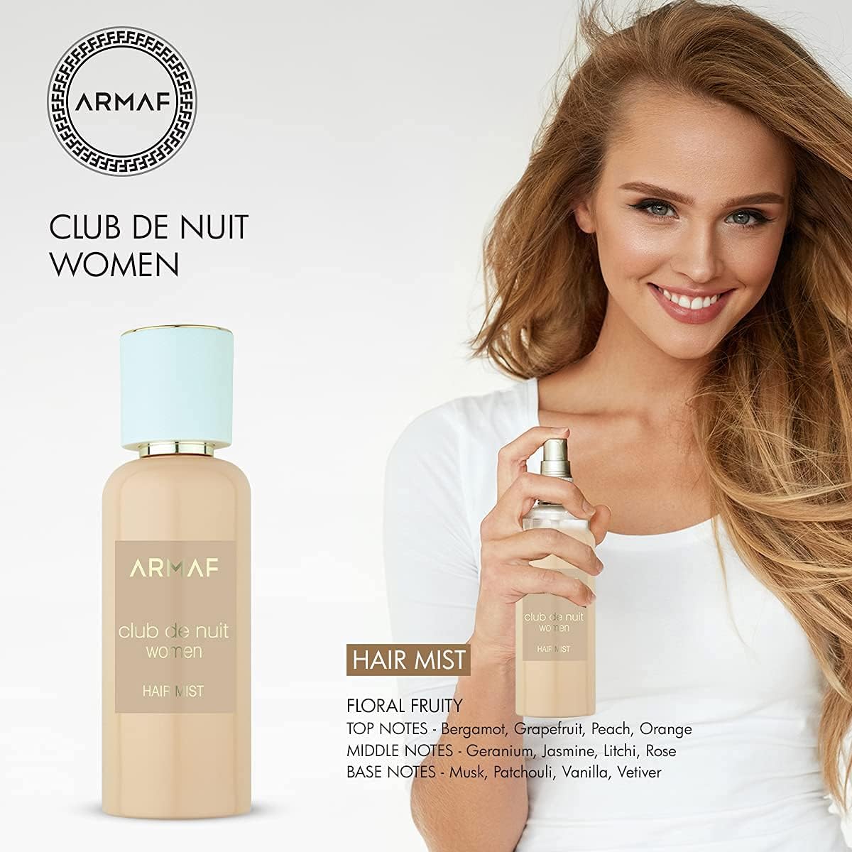 Armaf Perfume Club De Nuit Hair Mist For Women, 55 ml - fragrance, all hair type, alcohol free, hair spray perfums for women