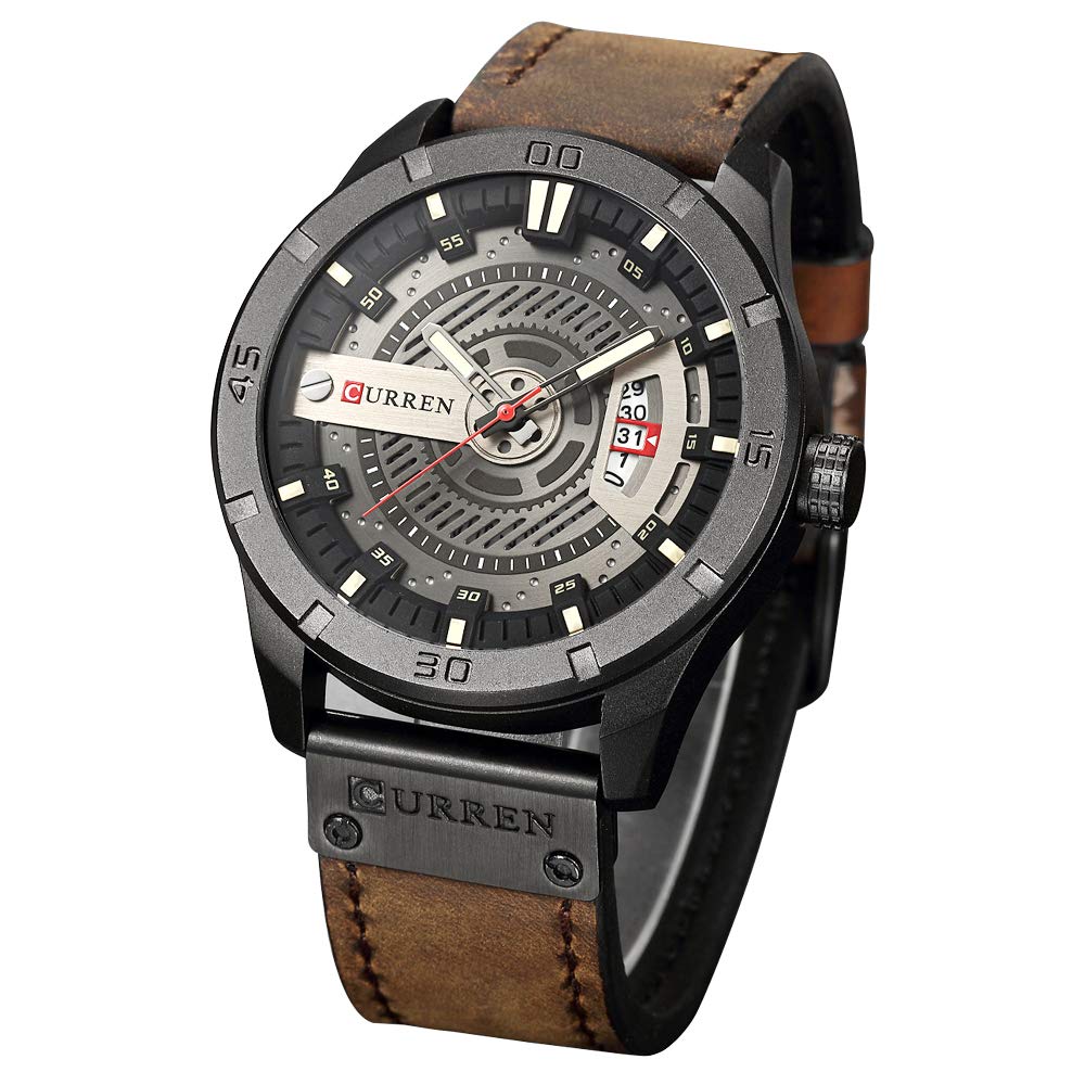 Men's Military Sports Business Casual Fashion Watches Date Quartz Watch Casual Leather Men's Wrist Watches 8301 - multi