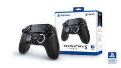 NACON Revolution 5 Pro Officially Licensed PlayStation Wireless Gaming Controller for PS5 / PS4 / PC - Hall Effect, Trigger Stops, Mappable Buttons, Bluetooth Audio - Triple Black