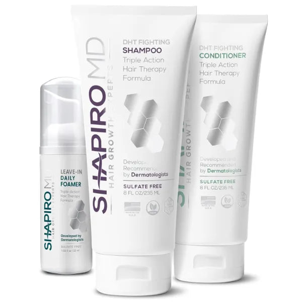 Shapiro MD Hair Growth Experts Thinning Hair Shampoo, Conditioner, Leave-in Foam Bundle for Thicker, Fuller Hair - Unisex-Adults