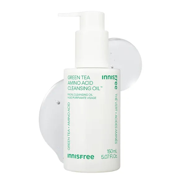 Innisfree Green Tea Amino Acid Cleansing Oil, Hydrating Korean Face Wash with Jojoba, Makeup Remover, Sunscreen Dissolving Formula, 5.07 Fl Oz