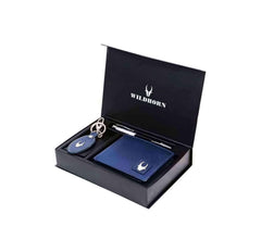 WildHorn® RFID Protected Genuine Leather Wallet & Gift Combo for Men - GIFTBOX150-Blue