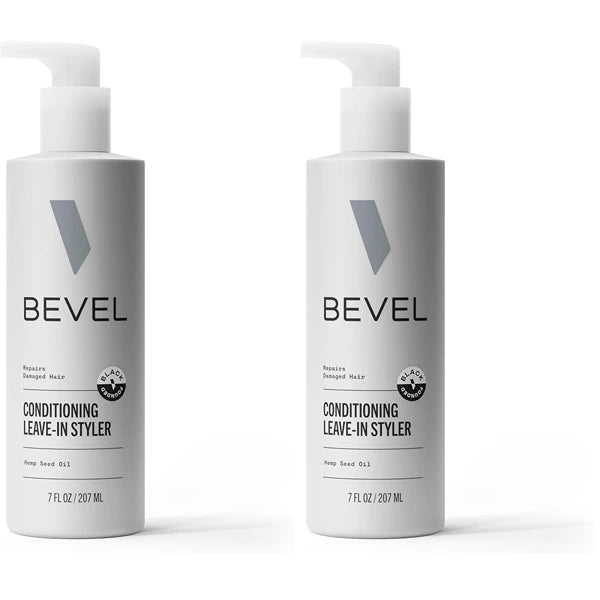 Bevel Leave In Conditioner for Men - Curly Hair Conditioner with Hemp Seed Oil and Biotin, Detangles Moisturizes and Strengthens Hair, 7 Oz (Pack of 2)