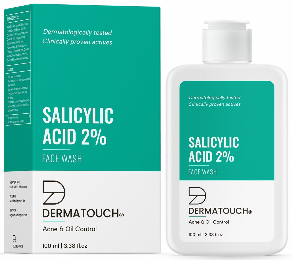 DERMATOUCH Salicylic Acid 2% Face Wash | For Acne & Oil Control | Suitable to All Skin Types | For both Men & Women | 100.00 ml (Pack of 1)