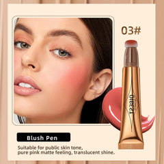 Cream Contour Beauty Wand,Xcreando Liquid Contour Stick with Cushion Applicator Silky Liquid Bronzer Stick Waterproof Lightweight Face Concealer Contouring with Natural Matte Finish(#03 Peach Blush)