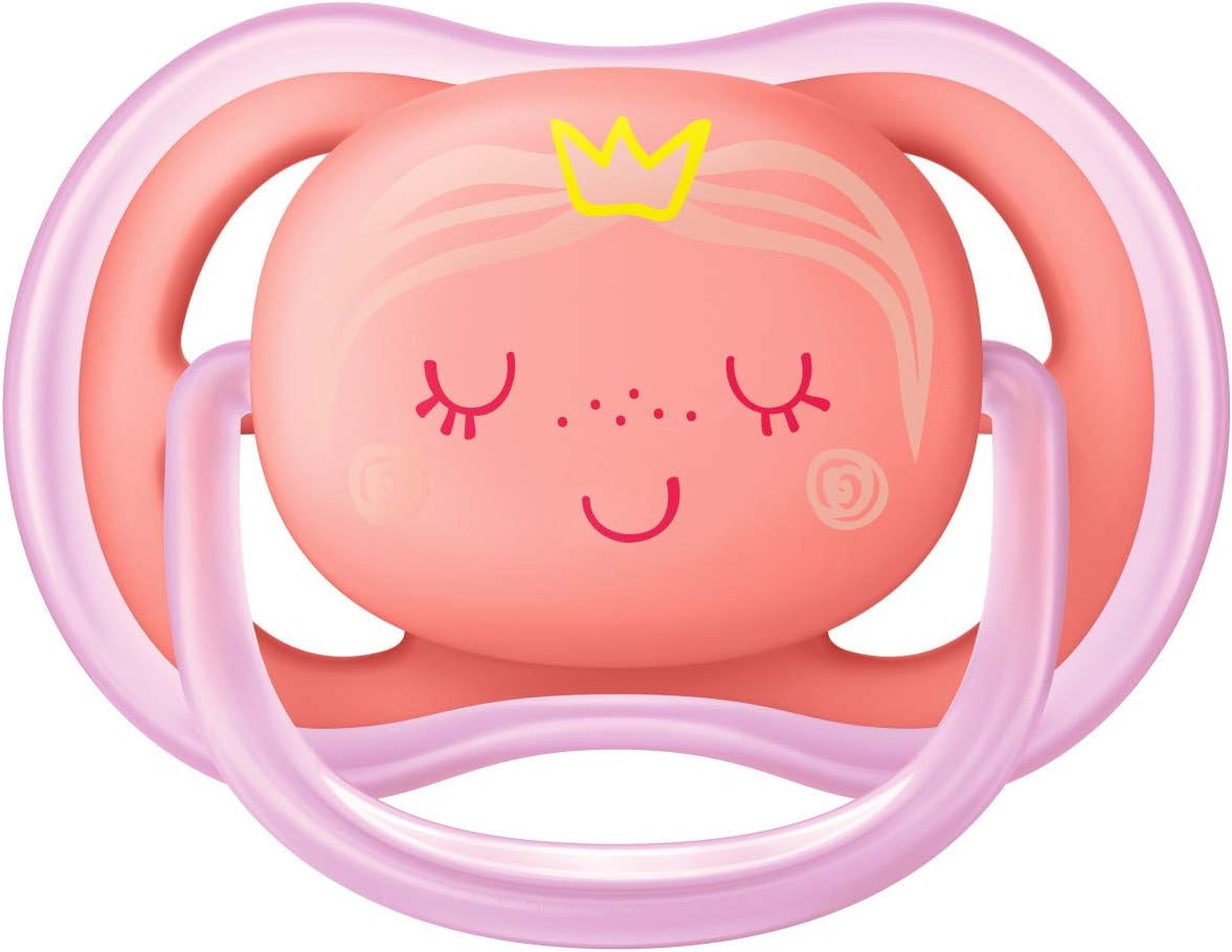 AVENT Philips Ultra Air Pacifier, 6-18 months, pink/peach, fashion decos, 2 pack, SCF343/22