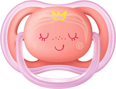 AVENT Philips Ultra Air Pacifier, 6-18 months, pink/peach, fashion decos, 2 pack, SCF343/22