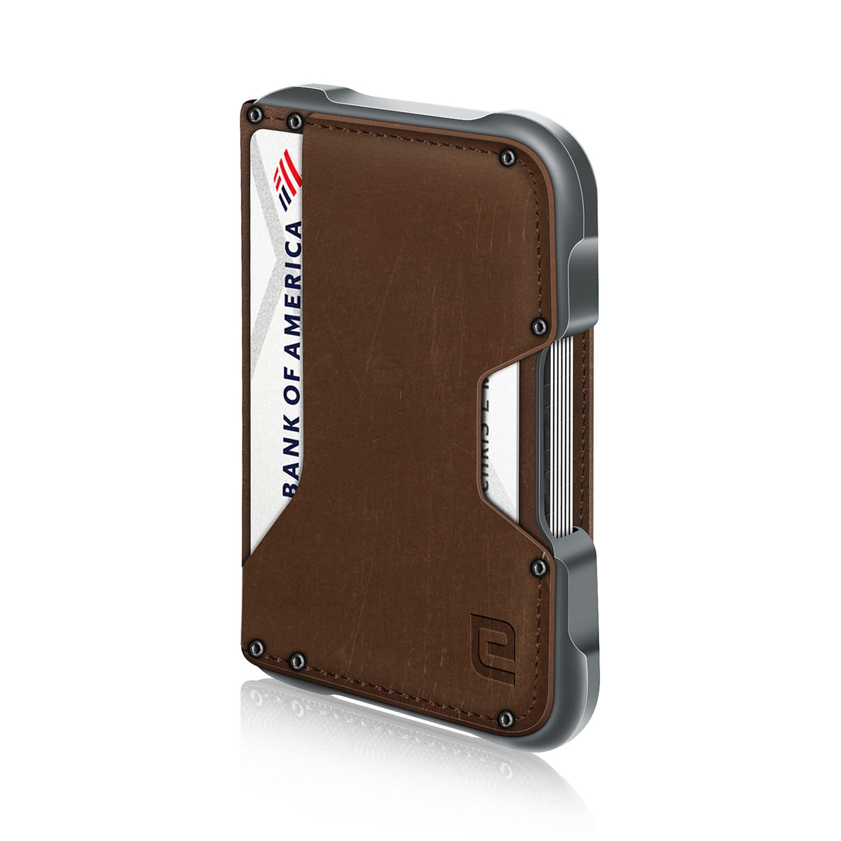 ENIGMA Dapper PU Leather Bifold Front Pocket Slim Wallet for Men, Aluminum Metal Travel Tactical RFID Blocking Card Holder Money Clip, Ideal Men's Gift - Crazy Horse