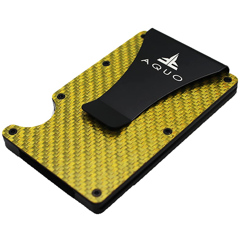 AQUO Money Clip Wallet for Men - Slim Front Pocket Blocking Bifold Credit Card Holder for Men with Gift Box (YELLOW)