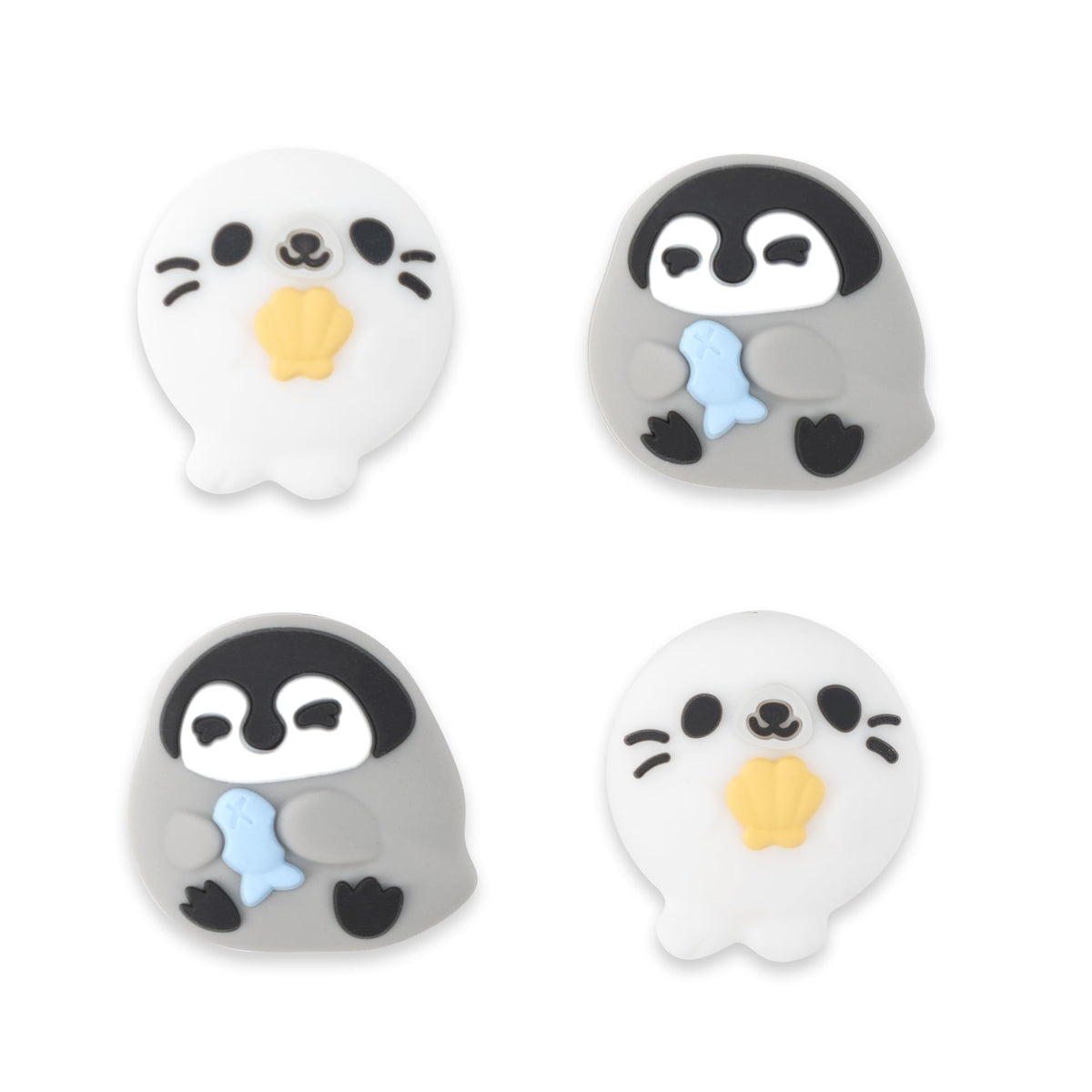 GeekShare Cute Silicone game console Thumb Grip Caps Kawaii Polar Animal Theme Thumbstick Caps Joystick Cover Compatible with Switch/OLED/Switch Lite - 2Pairs/4PCS - Penguin & Seal
