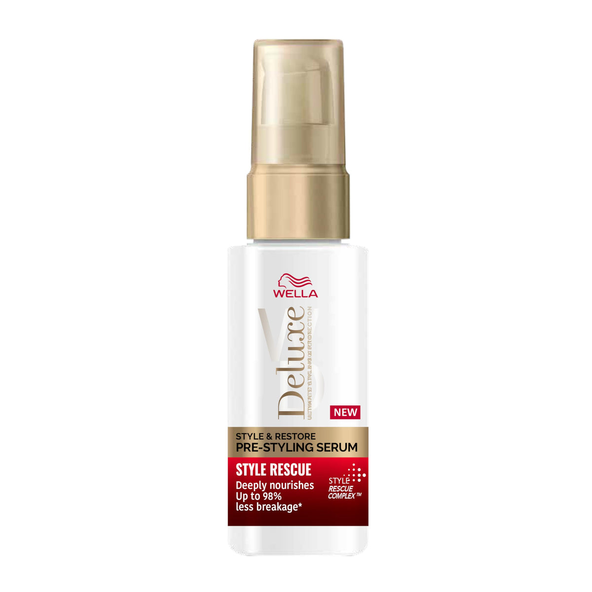 Wella Deluxe Style Rescue Pre-Styling Serum – Nourishes, Restores Strength & Shine – Reduces Breakage by 98% – 50ml