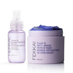 FEKKAI Blonde RX Hair Recovery Duo Includes Purple Mask + Brightening Oil Free of Sulfates, Parabens, Phthalates