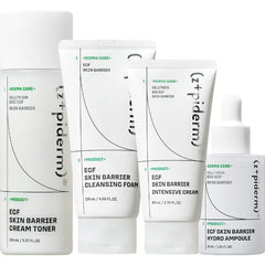 Zipiderm EGF Skin Barrier Intensive Hydration Set – Cleansing Foam + Cream Toner + Hydro Ampoule + Intensive Cream, Korean 4-Step Deep Hydration & Barrier-Repair Routine for Dry & Sensitive Skin