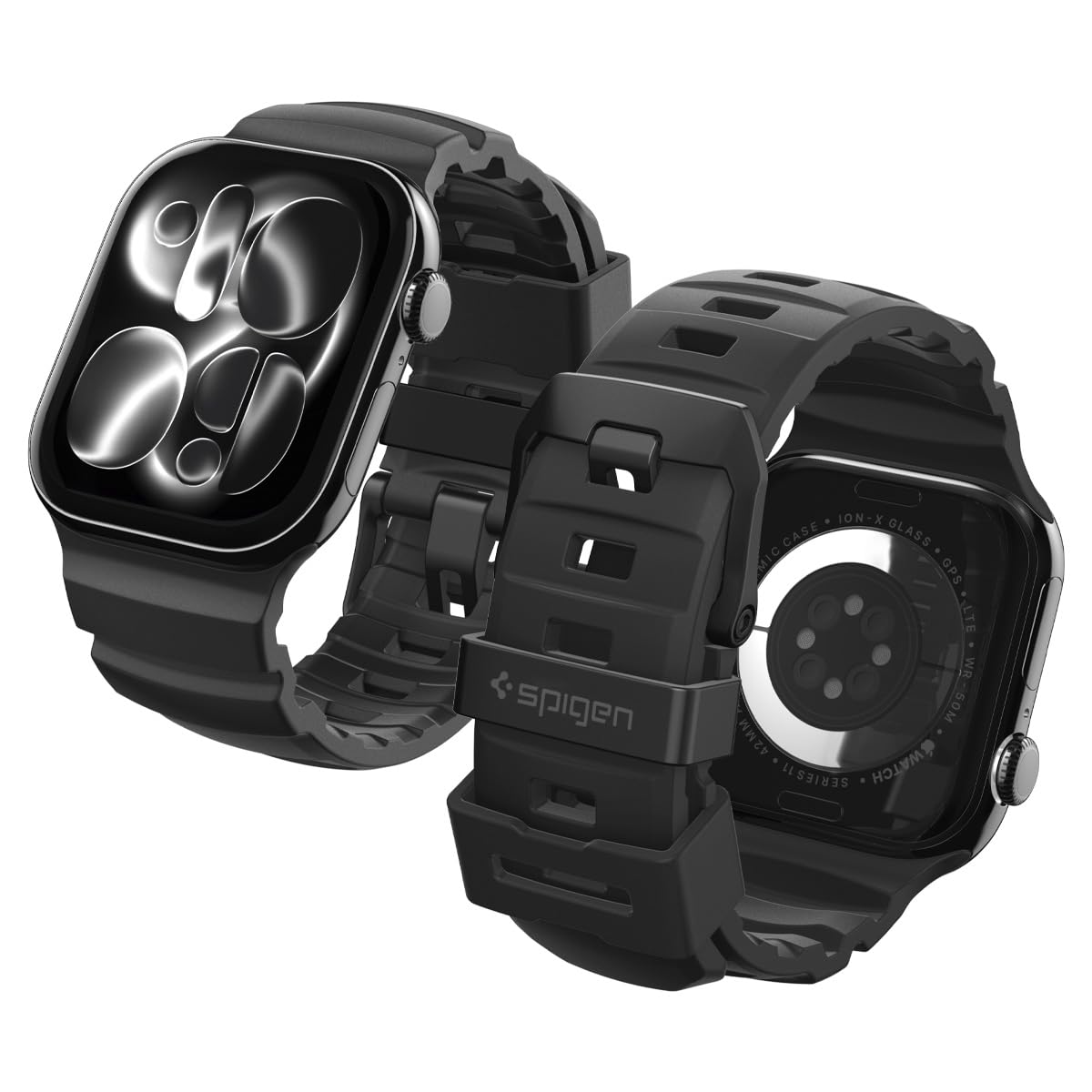Spigen Apple Watch band compatible with Ultra 3/2/1 49mm, Series 11/10 46mm, 9/8/7 45mm, SE3/SE2/SE/6/5/4 44mm, 3/2/1 42mm WBS2, durable silicone sport band