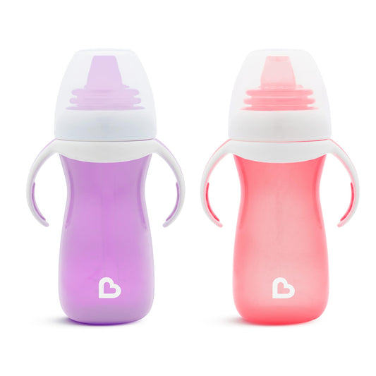 Munchkin Gentle Transition Toddler Milk Bottle. BPA Free Non Spill Cup, Dishwasher Safe, Leakproof Cups for 9+ Months. Toddler Water Bottle, Baby Sippy Cup with Handles & Lids - 10oz/296ml, 2 Pack