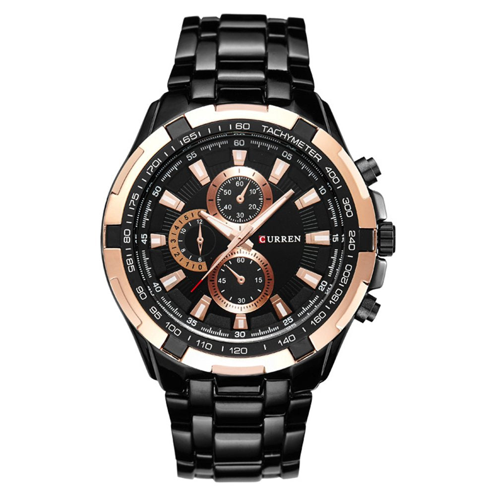 CURREN Mens Watches,CURREN Watches Quartz Analog Calendar,Wrist Watch for Men, Fashion Waterproof Stainless Steel Band-Black GREEN