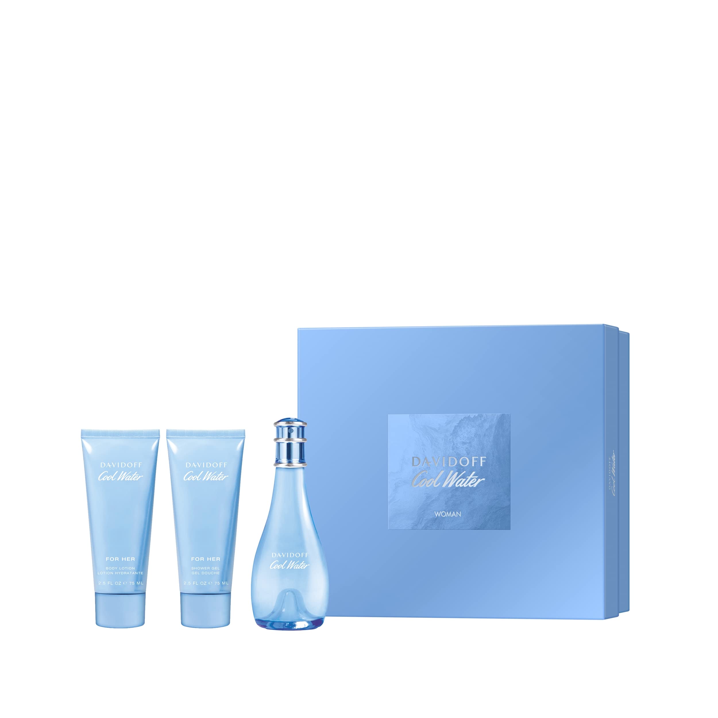 Davidoff Cool Water (Eau De Toilette 100ML + Body Lotion 75ML + Gentle Shower Breeze 75ML) Gift Set