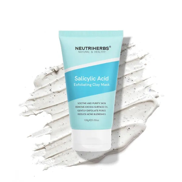 Neutriherbs Salicylic Acid Clay Mask, Hyaluronic Acid Clay Mud Mask, Purify Skin, Remove Dead Skin And Unclogged Pores, Face Mask For Oily & Acne Prone Skin - 3.5 Oz