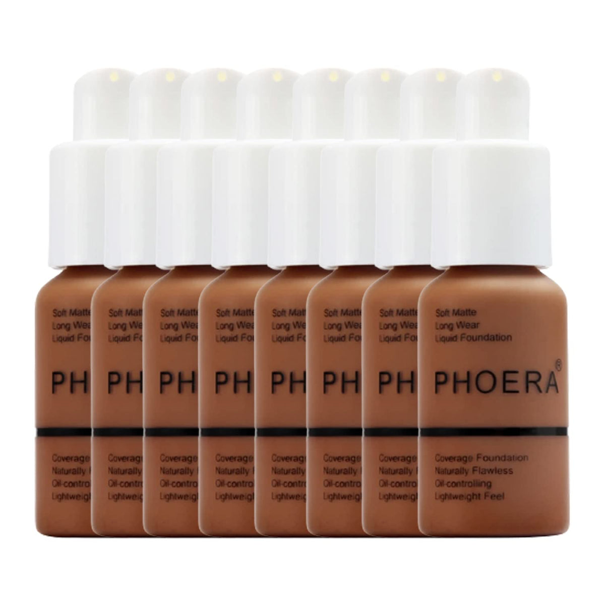 Glamza Phoera Foundation Full Coverage Makeup Set - 24hr Long Lasting Oil Control - Soft Smooth Matte Flawless Concealer Cream - Inc x8 30ml Foundation & Silicone Blender Sponge (110 Truffle)