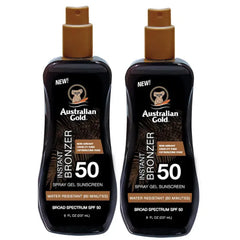 Australian Gold Spray Gel Sunscreen with Instant Bronzer SPF 50, 8 Ounce (Pack Of 2)