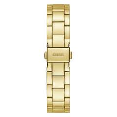 GUESS Ladies Sport Crystal Multifunction 36mm Watch – White Dial Rose Gold-Tone Stainless Steel Case with Blue Silicone Strap