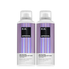 IGK Antisocial Dry Hair Mask (Pack of 2) Overnight Treatment Bond Building Treatment Hydrates & Repairs Leave In 5oz Each