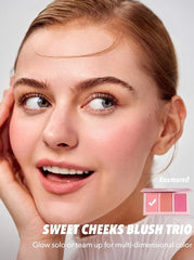 SHEGLAM SWEET CHEEKS BLUSH TRIO- 3 COLOR POWDER BLUSH PALLETTE LONG LASTING HIGH PIGMENTED PORELESS MATTE CHEEKS ALL-DAY BLUSHER - ENAMORED