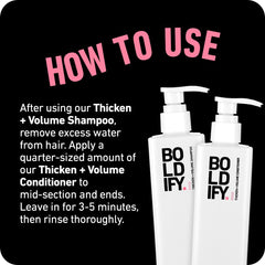 BOLDIFY Hair Thickening Conditioner - Natural Anti Hair Loss Complex Instantly Stimulates Thicker, Fuller Hair - Cruelty & Sulfate Free Biotin Conditioner for Hair Growth - 8oz